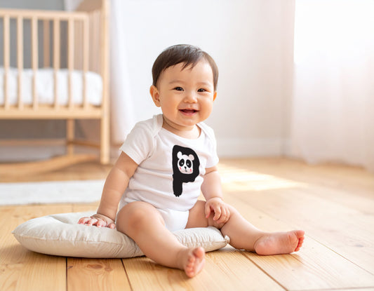 "P" for Panda, Letter Animals Collection for babies, cotton baby bodysuit
